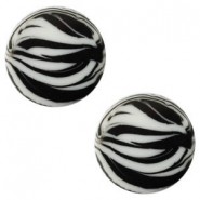Polaris cabochon Plat 12mm zebra Ice grey